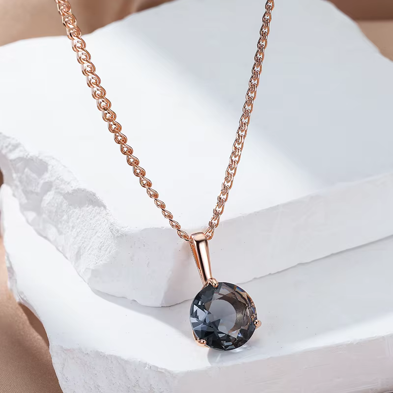 Wbmqda – grand pendentif et collier en pierre grise pour femmes