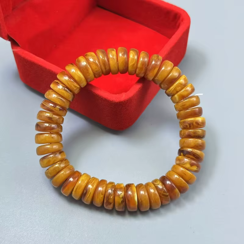 Bracelet de perles de cire d'abeille ambre