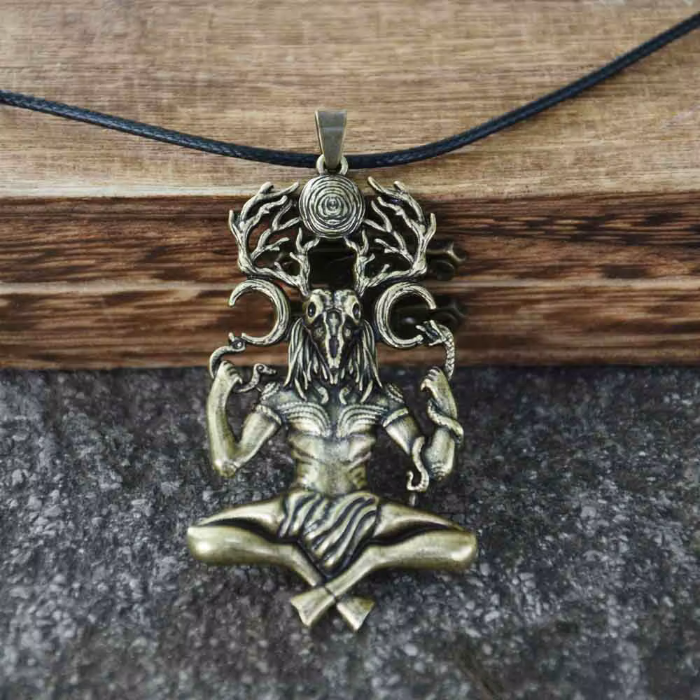 Mythologie Cernunnos dieu à cornes pendentif maître des animaux collier Vintage Talisman païen amulette Samhain bijoux cadeaux
