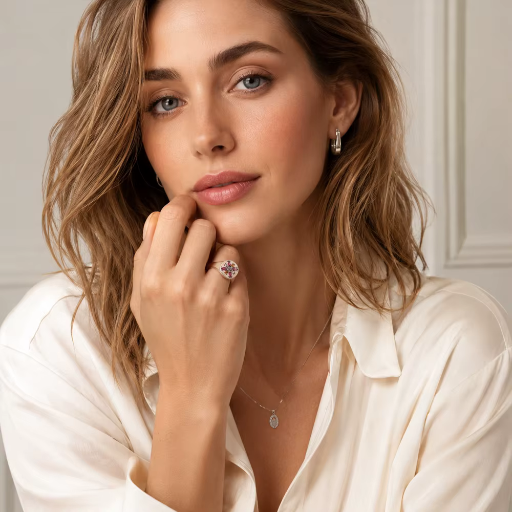 Bague en argent regardé 925 pur pour femme