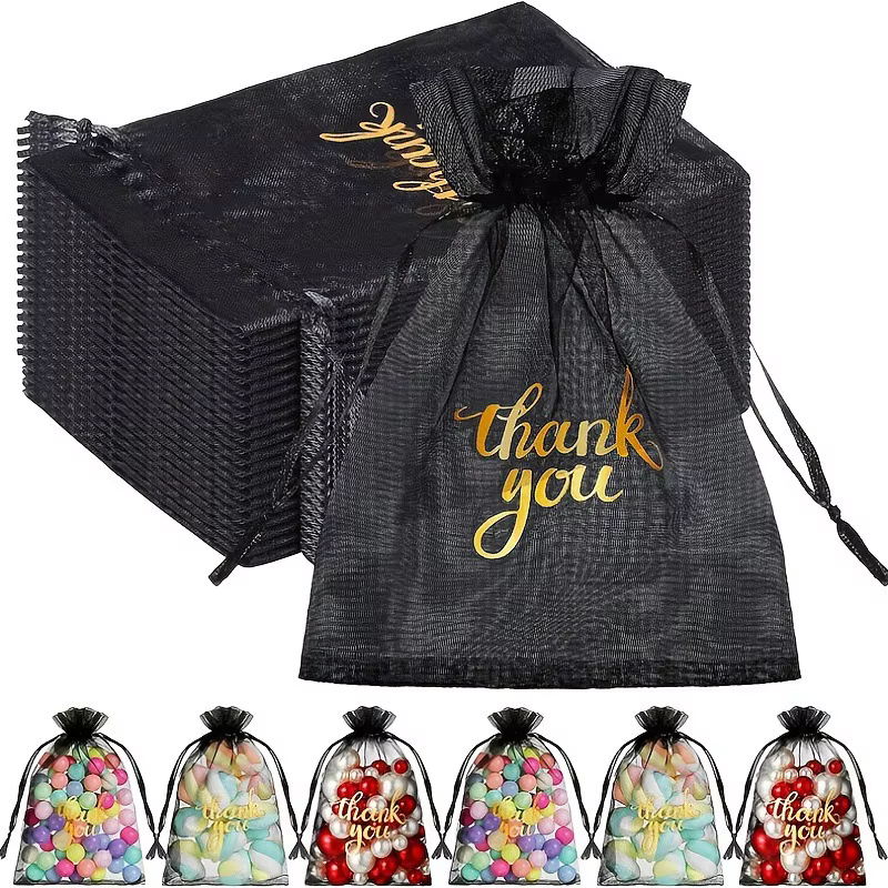 50pcs sac cadeau de remerciement sac de bijoux de broderie élégant sac de faveur de fête