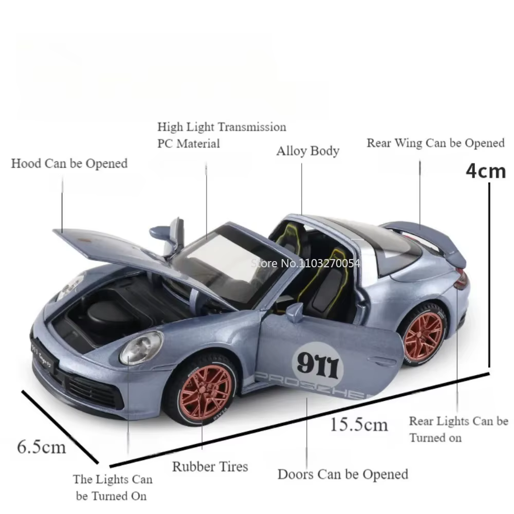 1:32 911 Targa 4S Cayenne moulé sous pression modèle alliage garçons jouets Miniature Supercar 4 portes ouvert véhicule à collectionner pour enfant jouet cadeaux