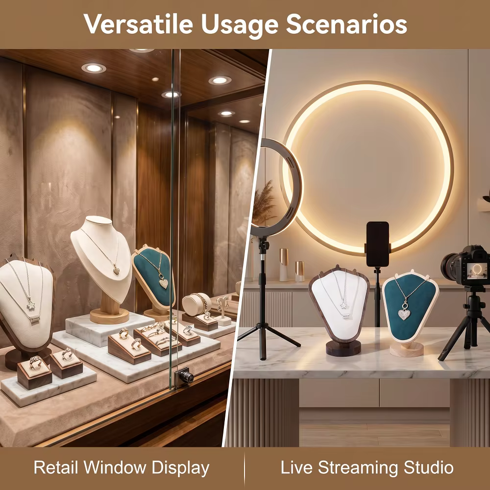 Présentoir à bijoux en bois haut de gamme pour colliers