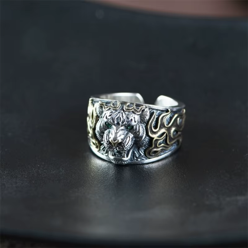 Nouvelle mode or argent Collision tigre anneau mâle doigt accessoires dominateur