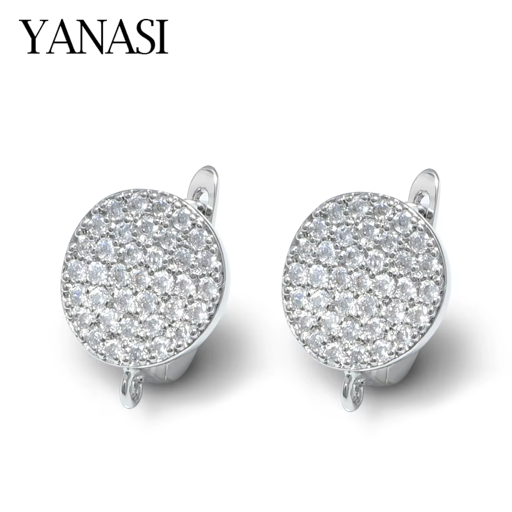 YANASI Crochets de boucles d'oreilles ronds en laiton avec zircon