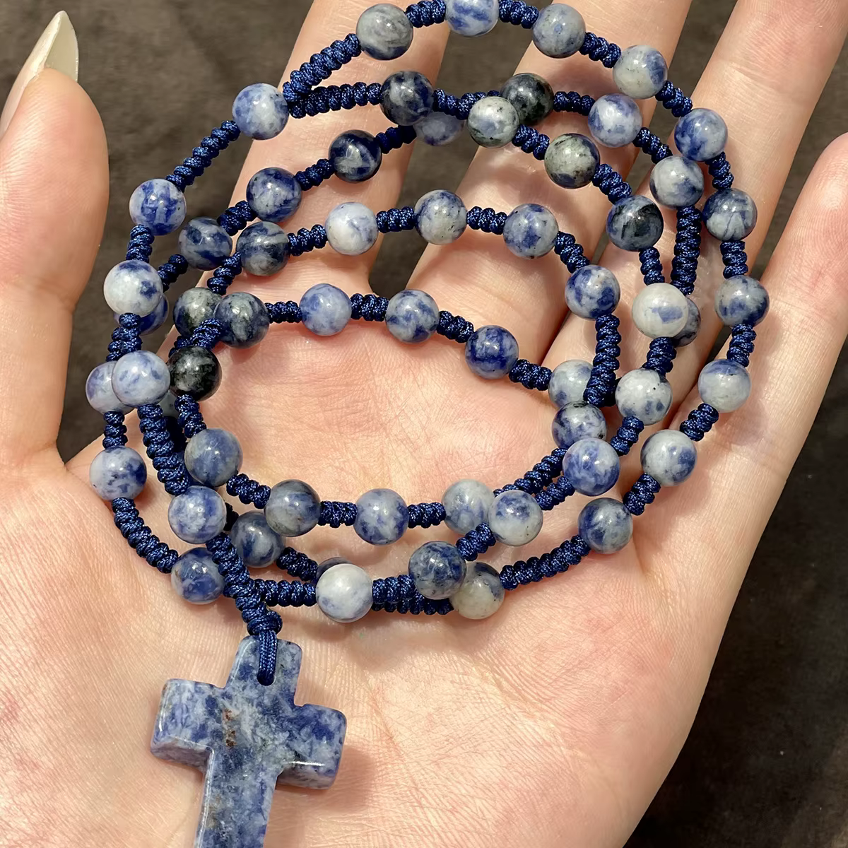 Chaîne de pull en perles rondes naturelles semi-précieuses pour la fabrication de bijoux