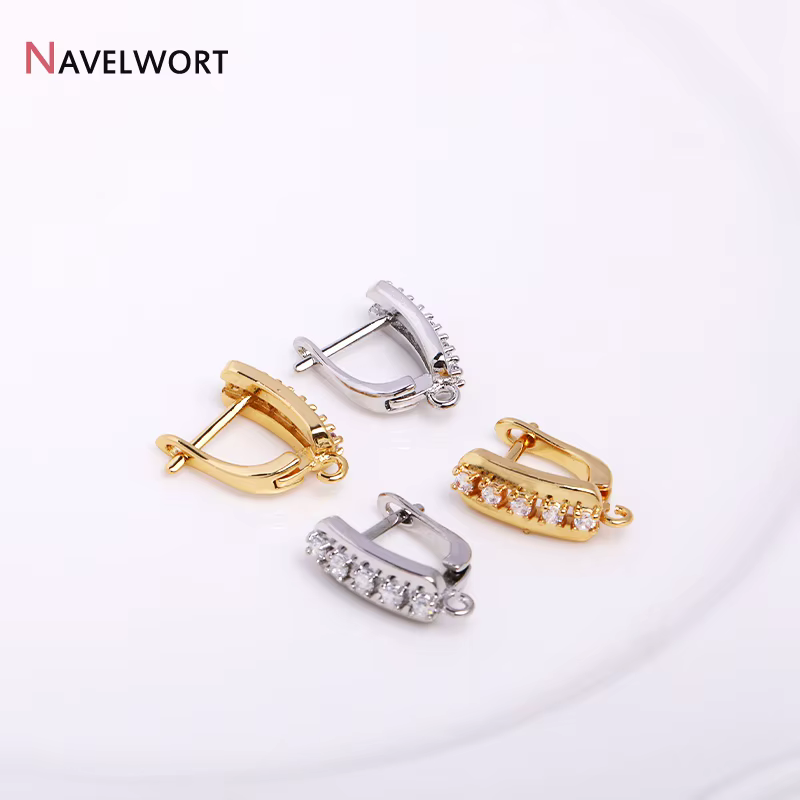Fixations pour boucles d'oreilles en laiton plaqué or 18 carats