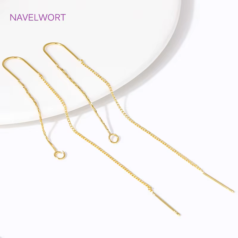 Boucles d'oreilles à long pompon plaqué or 18 carats