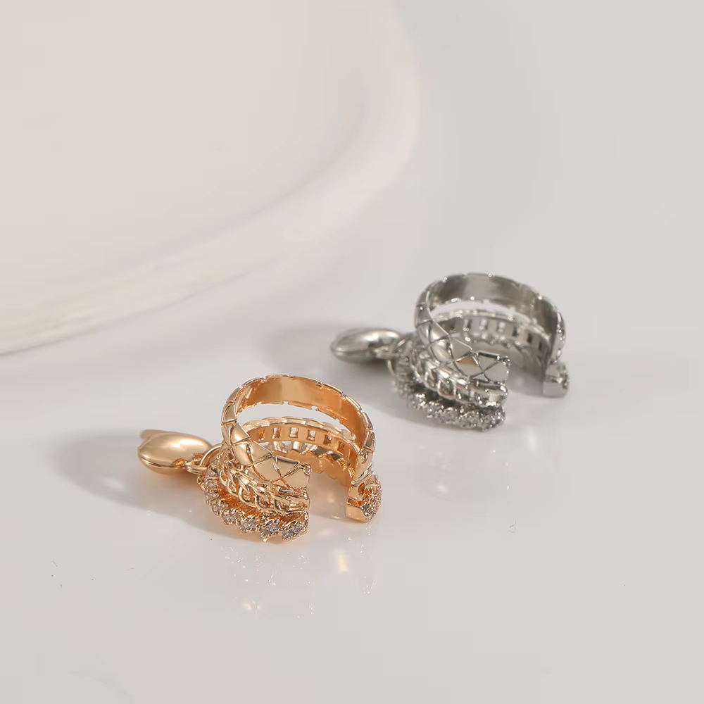 LATS Vintage romantique coeur pendentif boucles d'oreilles pour les femmes sans Piercing multicouche chaîne oreille manchette goutte d'eau larme bijoux