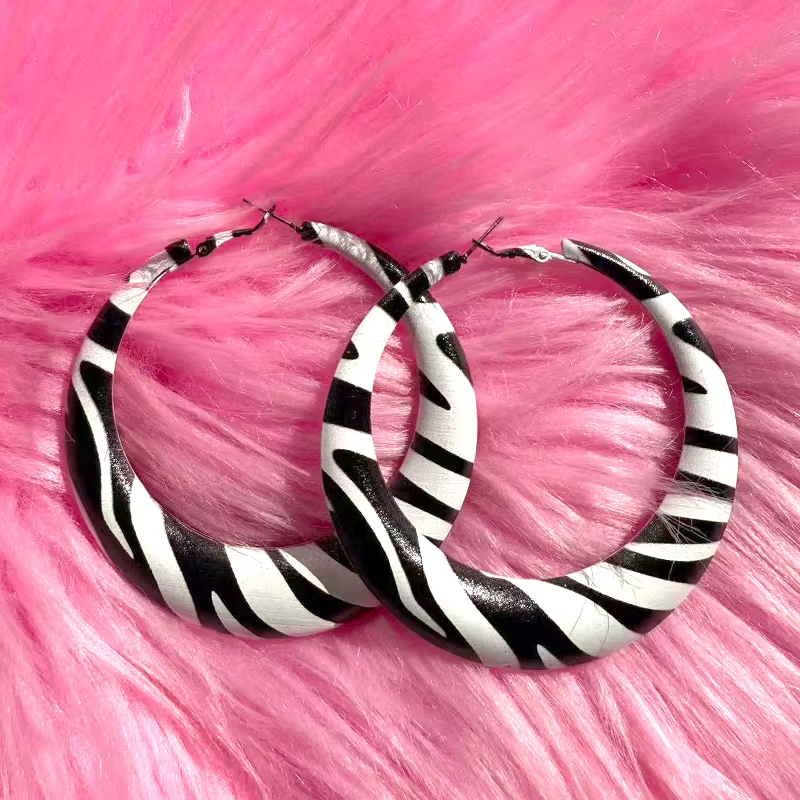 Y2K – boucles d'oreilles géométriques à rayures zébrées pour femmes