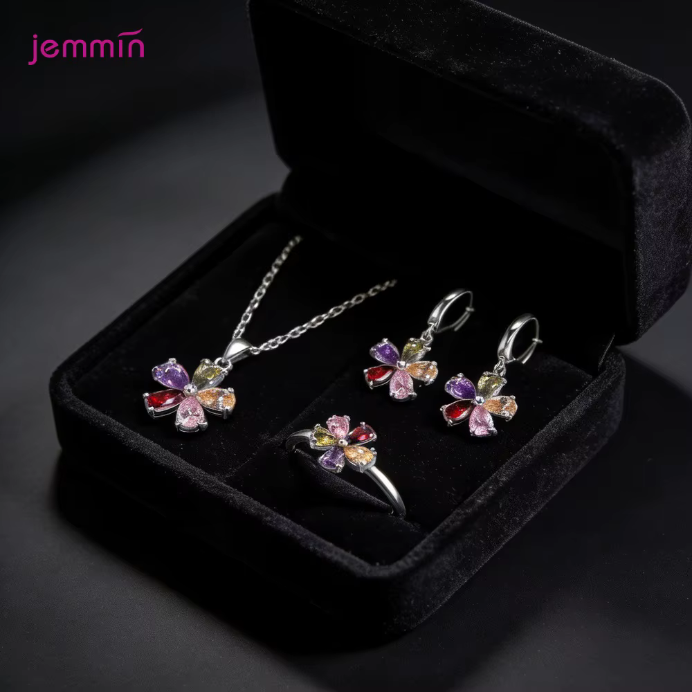 Ensemble de bijoux élégant en argent sterling 925 véritable