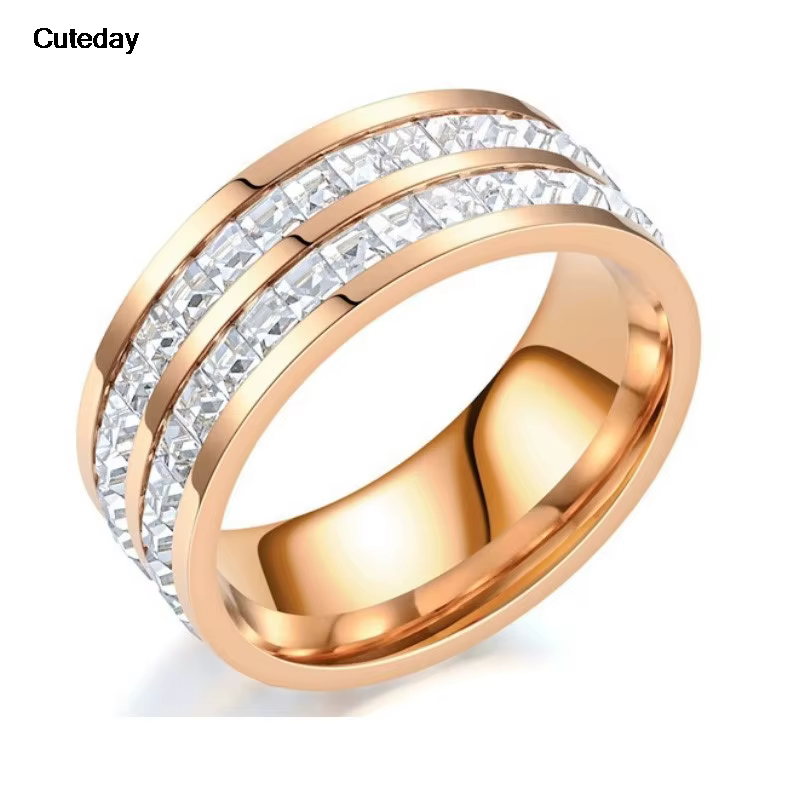 Bague ronde incrustée de Zircon blanc pour femmes et hommes