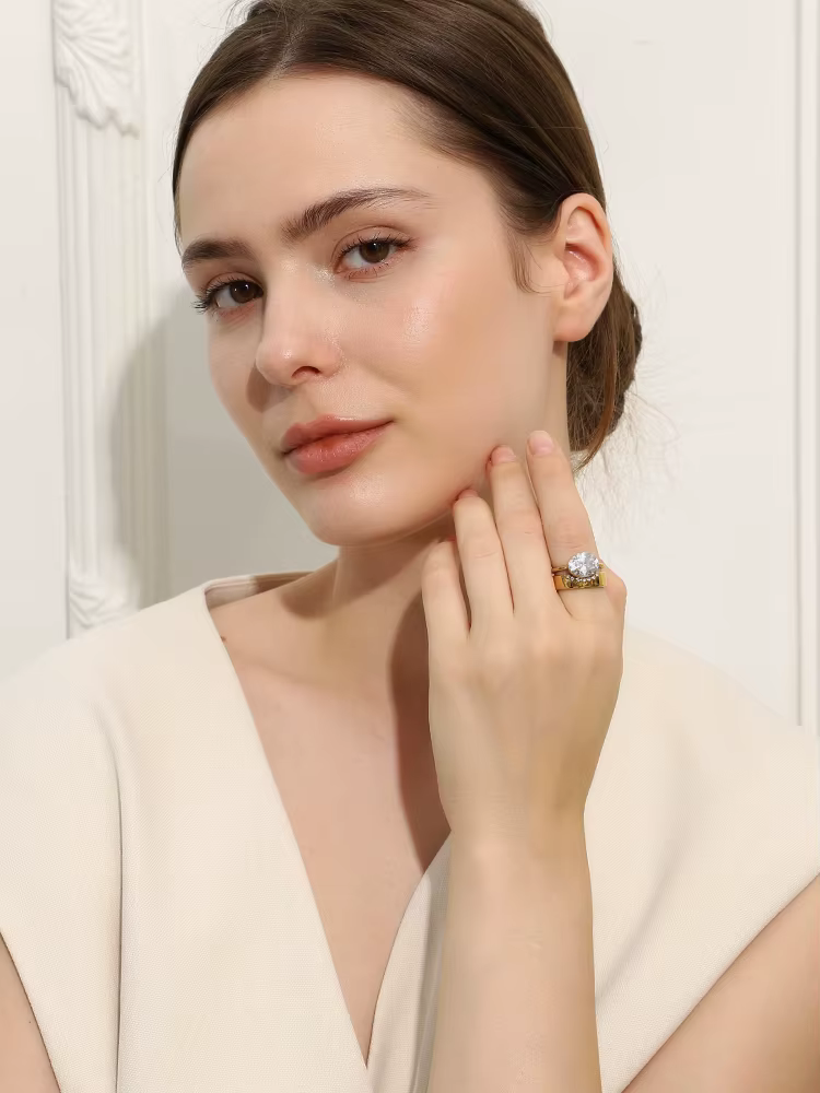 La. Muses – Double anneau ovale en Zircon pour femmes