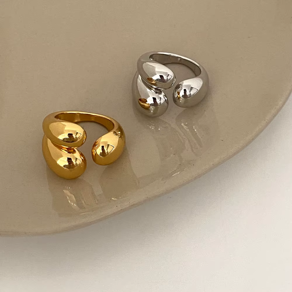 Bague dôme épaisse plaquée or et argent pour hommes et femmes