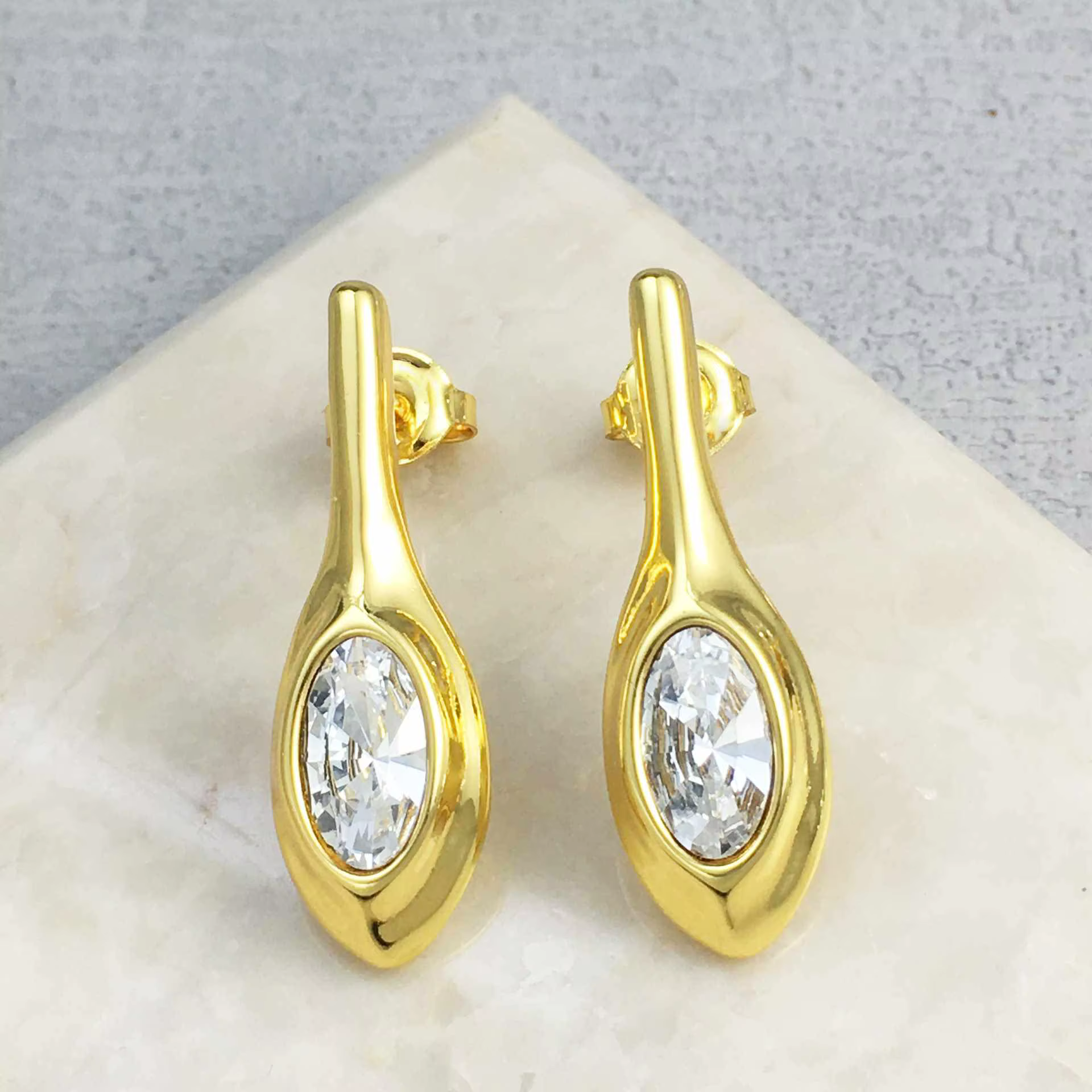 Boucles d'oreilles géométriques en cristal coloré or argent