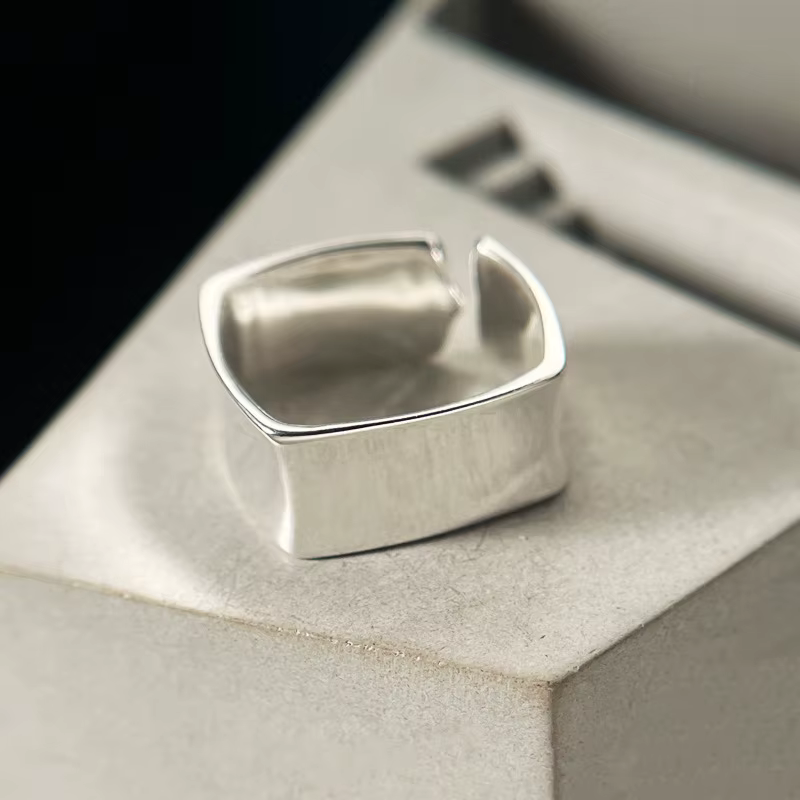 Bagues carrées en argent Sterling 925 pour femmes