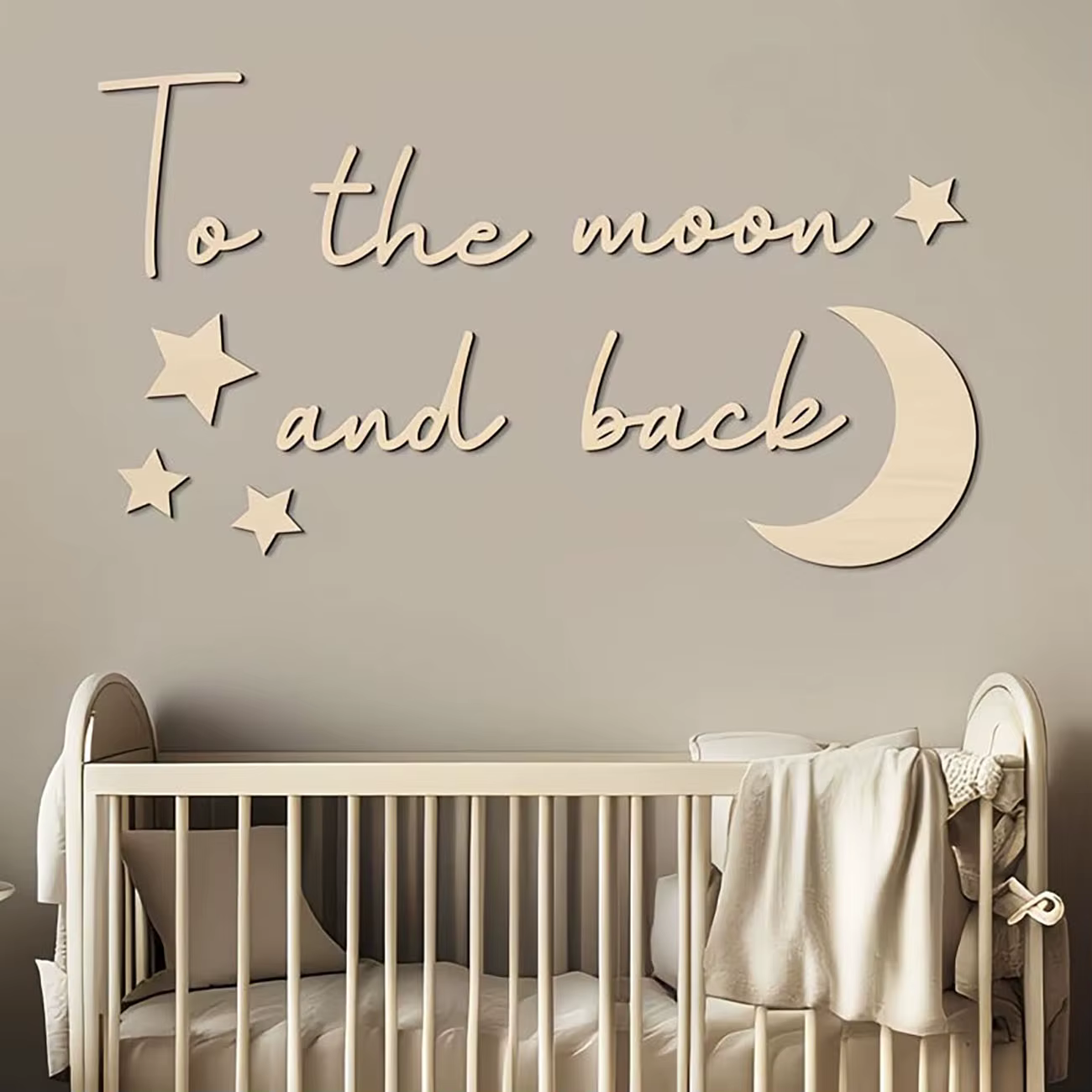 1 ensemble de panneaux muraux en bois « To the Moon and Back »