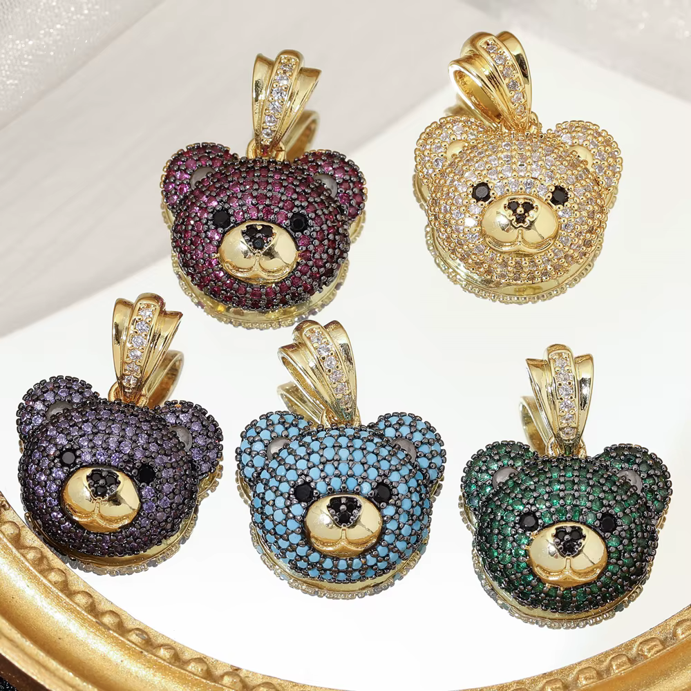 Juya nouveau 18K véritable plaqué or Animal tigre panthère ours léopard breloques pour bricolage cadeau de luxe pendentif adolescent fabrication de bijoux