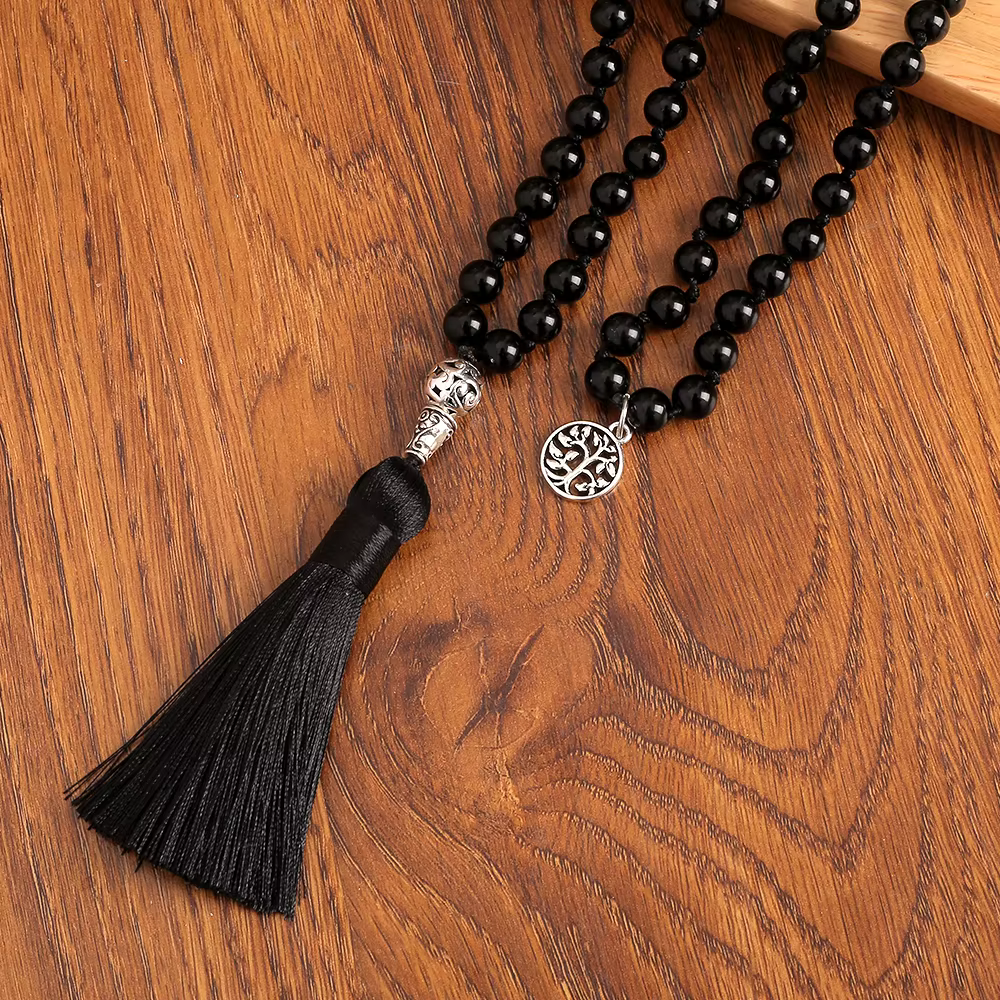 Collier de 108 perles Mala en Onyx Noir 8MM