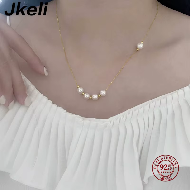Jkeli – collier de perles souriantes en argent Sterling S925 pour femmes