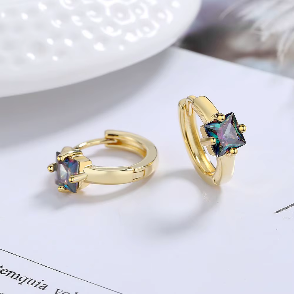 Petites boucles d'oreilles carrées en argent 925 de haute qualité pour femmes