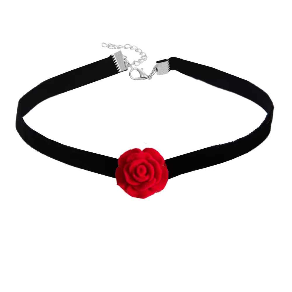Collier rose à petites fleurs pour filles
