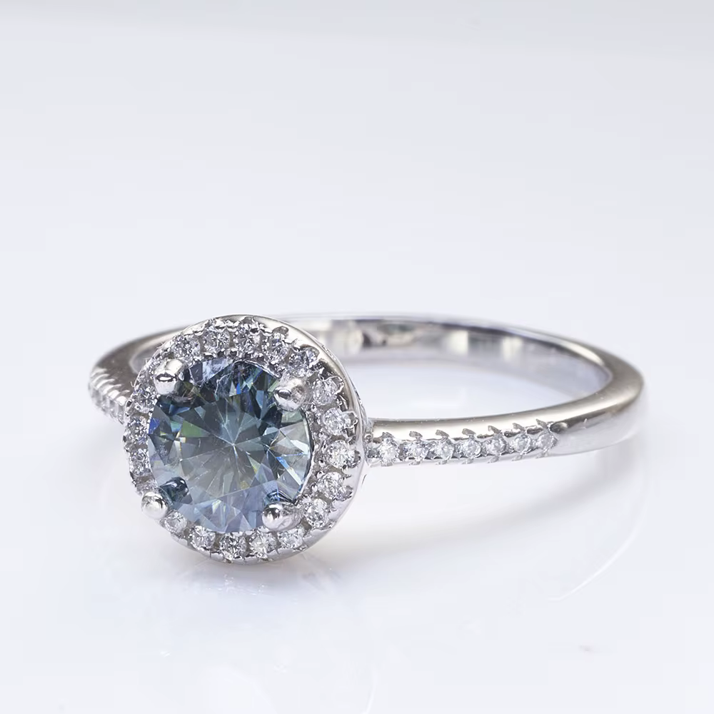 Bague Moissanite Grise en Argent 925 pour Femme