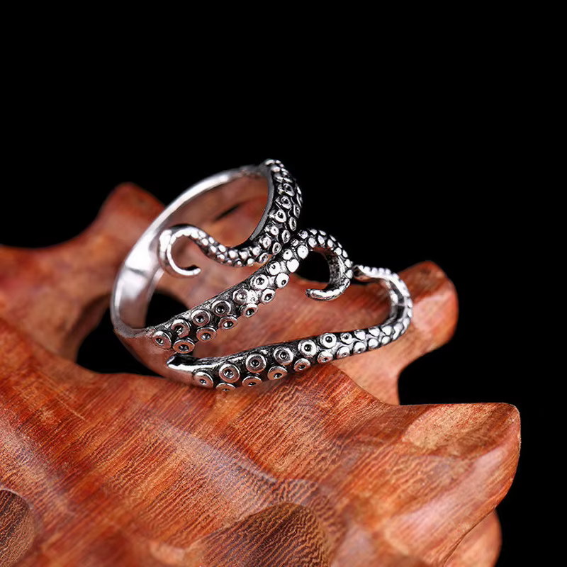 Bague tentacules de poulpe rétro pour hommes