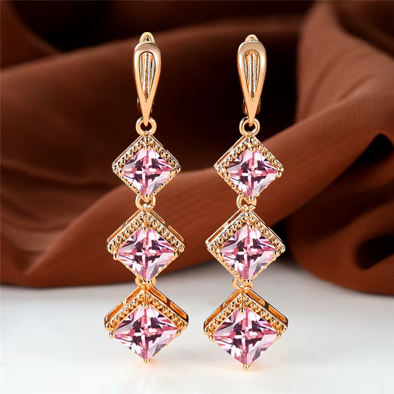Boucles d'oreilles de fiançailles couleur or Rose