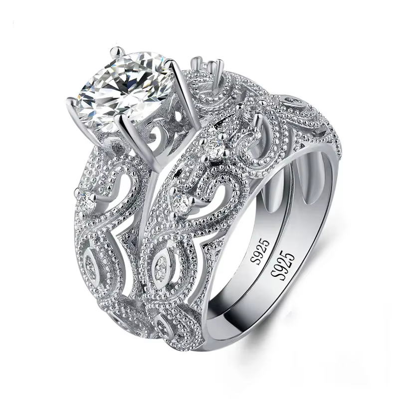 Bague de fiançailles en argent regardé 925 pour femme