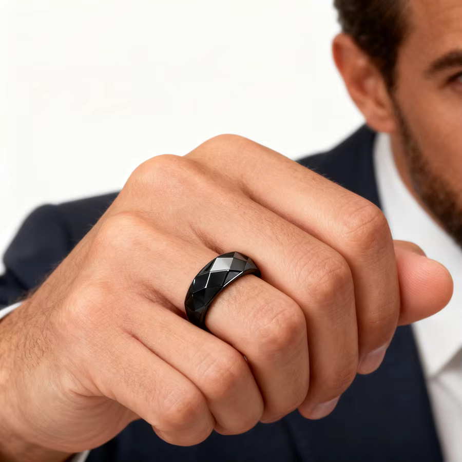 Bague en pierre d'hématite pour hommes
