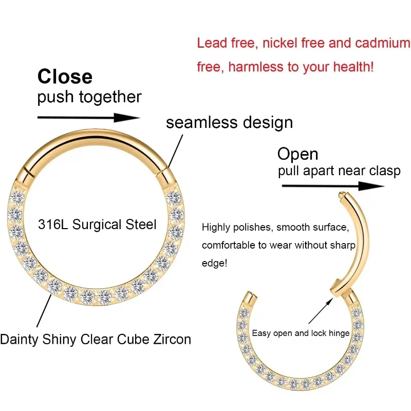 Anneaux de nez en acier chirurgical