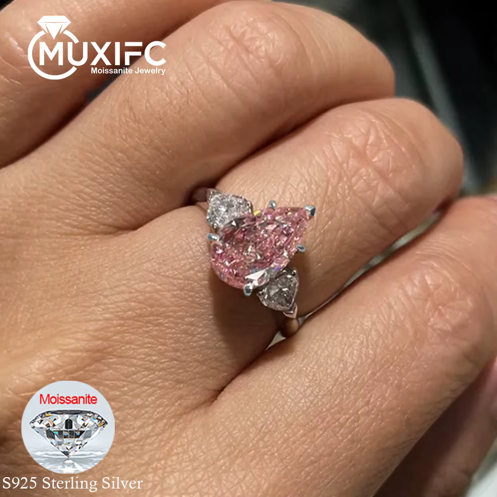 Bague MUXIFC en moissanite taille poire pour femme
