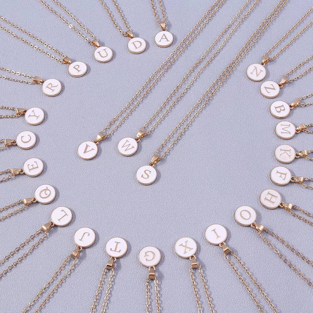 Bijoux pour femmes nom initiales 26 lettres pendentif collier émail A-Z Alphabet colliers filles cadeaux d'anniversaire