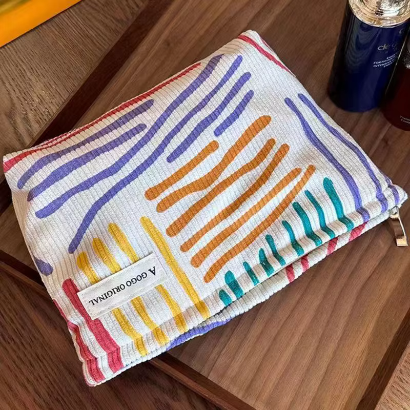 Sac à cosmétiques en velours côtelé pour femmes
