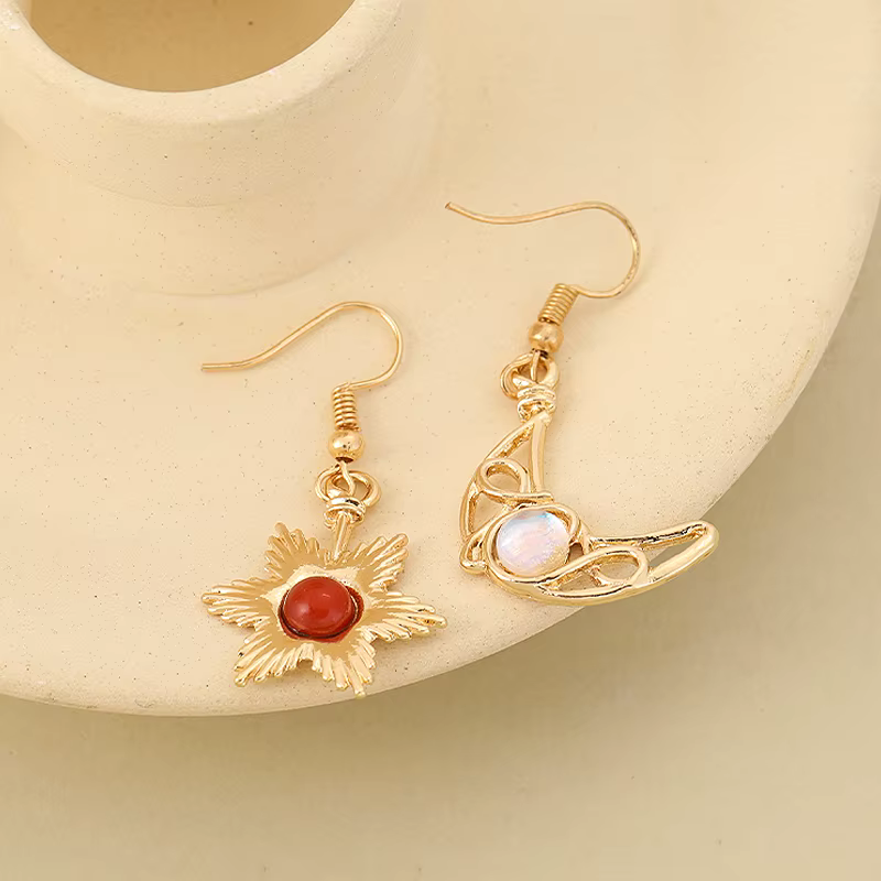 Boucles d'oreilles bohème soleil lune