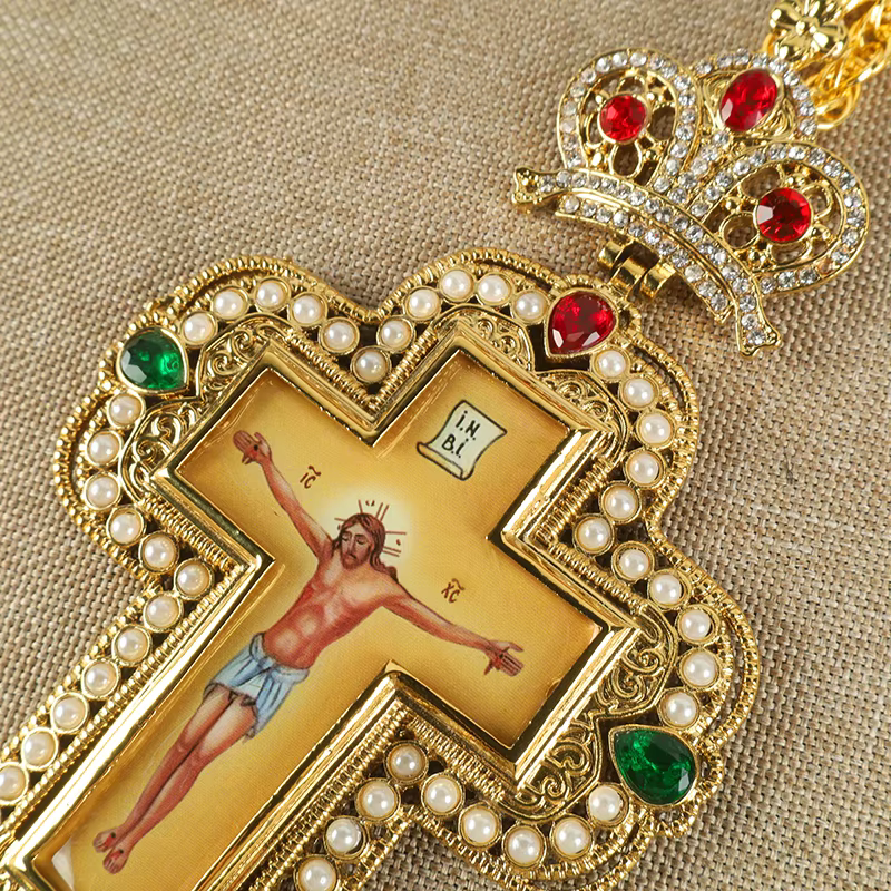 Collier long byzantin catholique avec crucifix