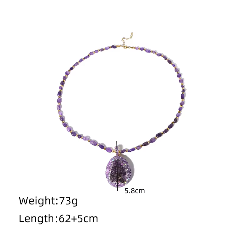 Collier pendentif incrusté naturel pour femme