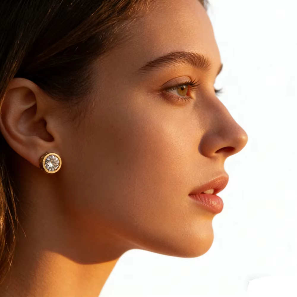 Boucles d'oreilles fantaisie rondes en forme de clou