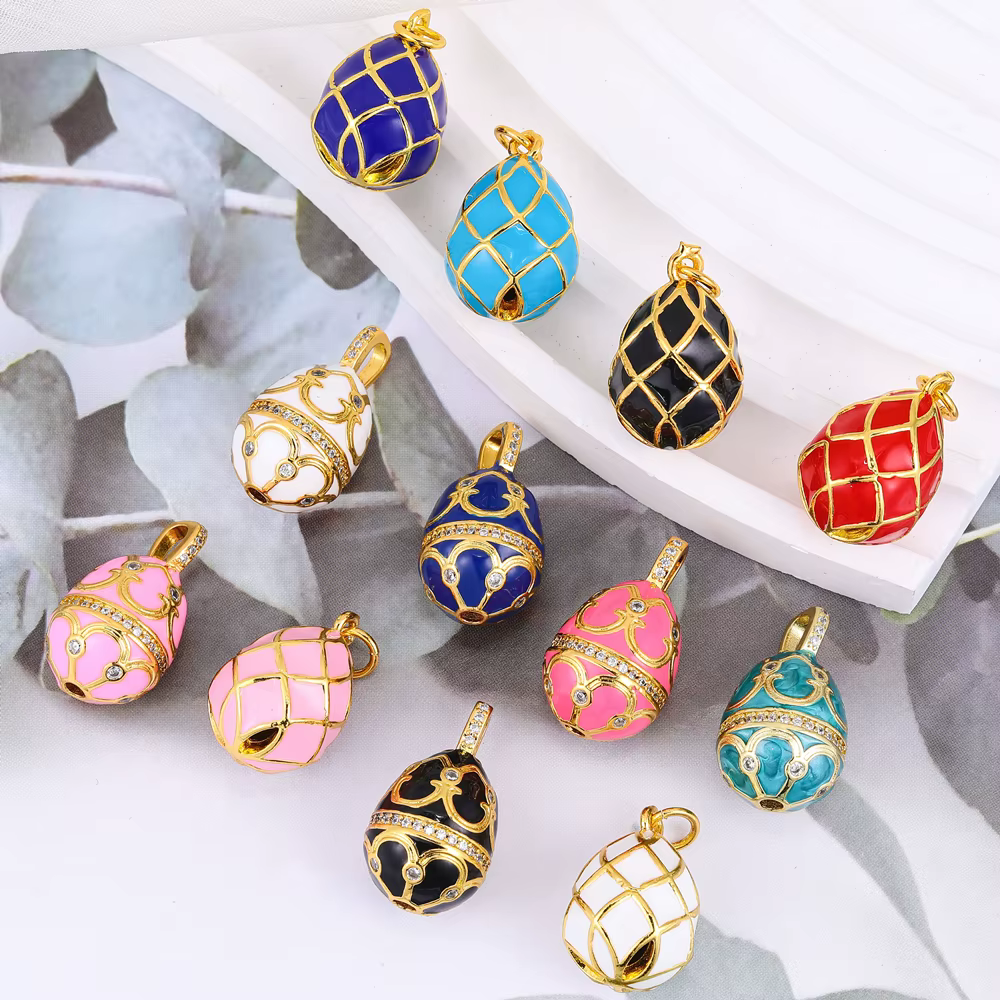 Juya 18K véritable plaqué or artisanat émail décorations fournitures creux ovale fleur royale breloques pour bricolage fabrication de bijoux de luxe