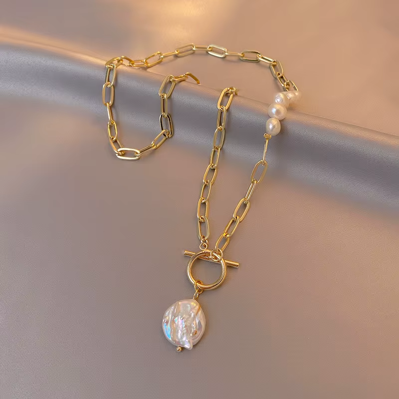Bijoux originaux 100% naturel Baroque perle d'eau douce 14K or rempli femme asymétrie collier pour femmes cadeaux ne se décolore pas