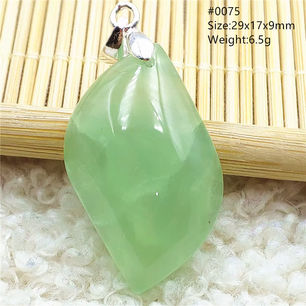 Pendentif en Perles de Préhnite Verte Naturelle