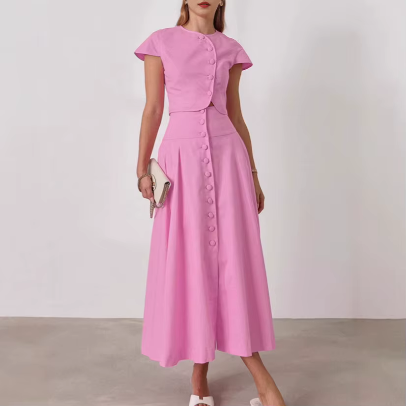 Ensemble jupe longue élégante style français pour femme