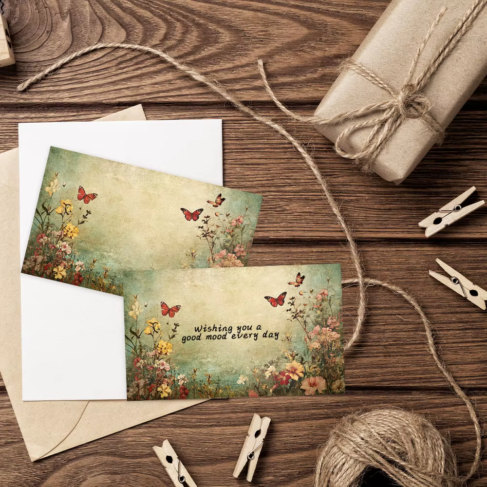 Cartes de vœux vierges florales Vintage