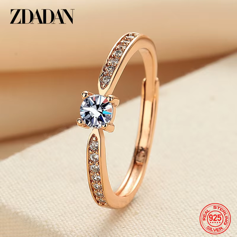 ZDADAN – bague Moissanite en argent Sterling 925
