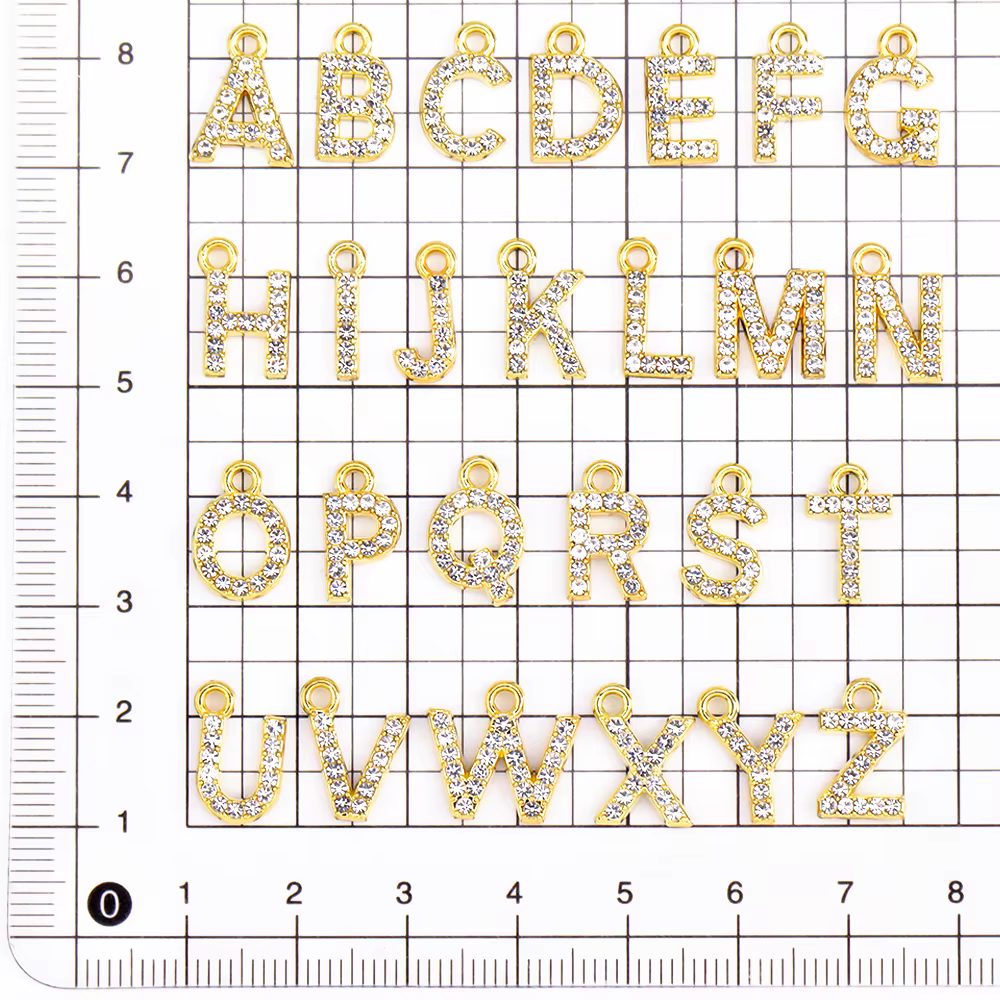 10 pièces lettres fines bijoux plaqué or Zircon 26 Alphabet ensemble de breloques fabrication