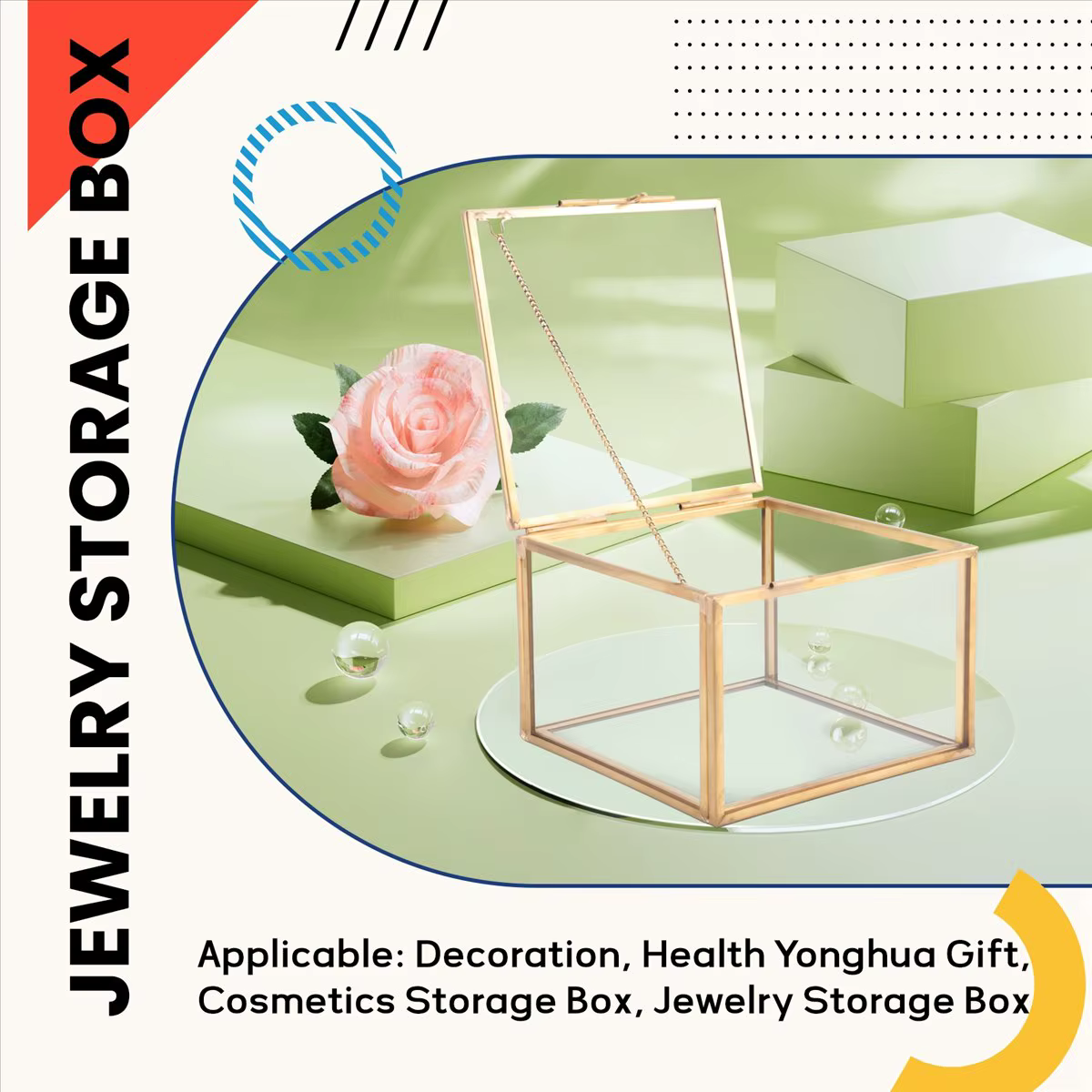 Délicieux-boîte à bijoux de jardin en verre à ouverture carrée