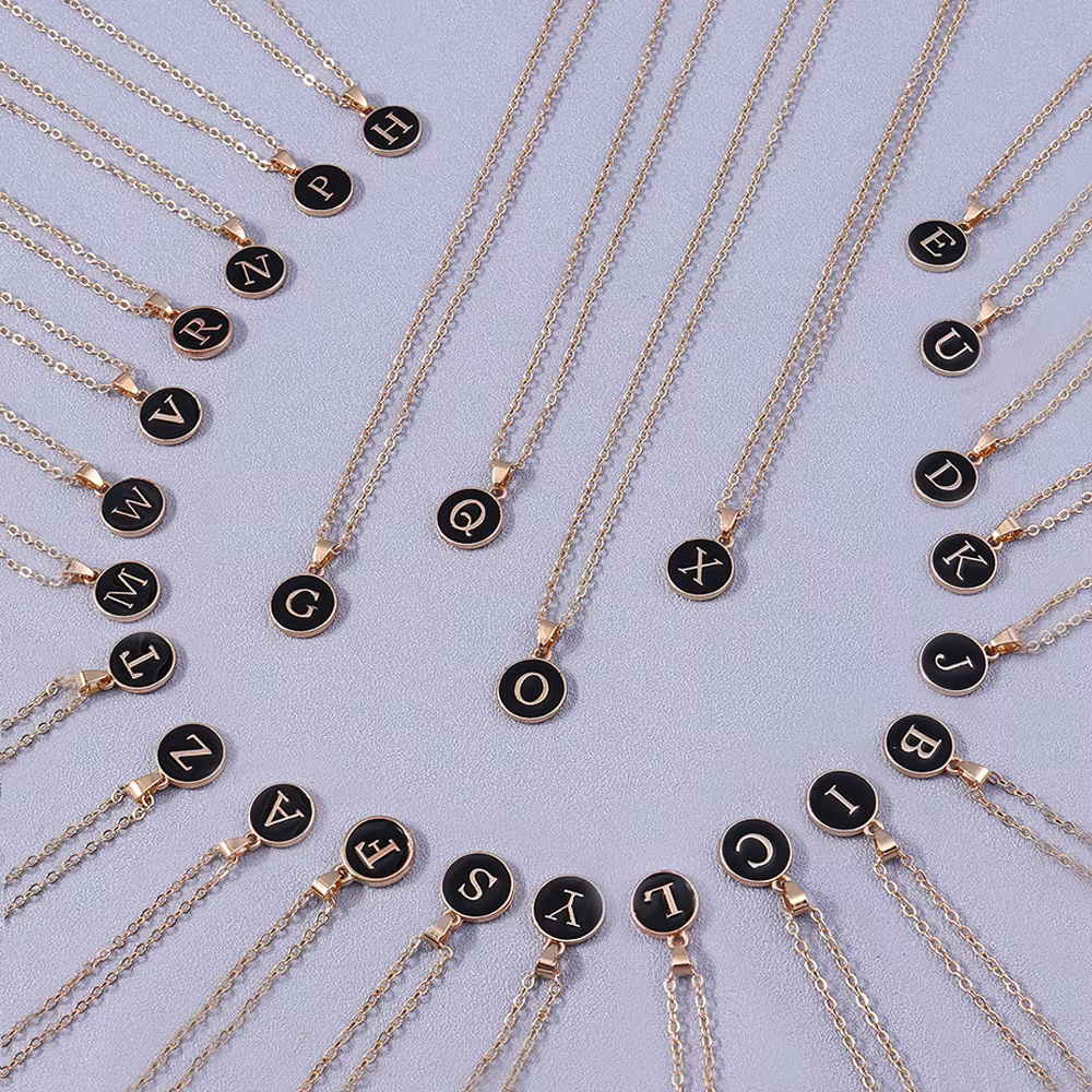 Bijoux pour femmes nom initiales 26 lettres pendentif collier émail A-Z Alphabet colliers filles cadeaux d'anniversaire