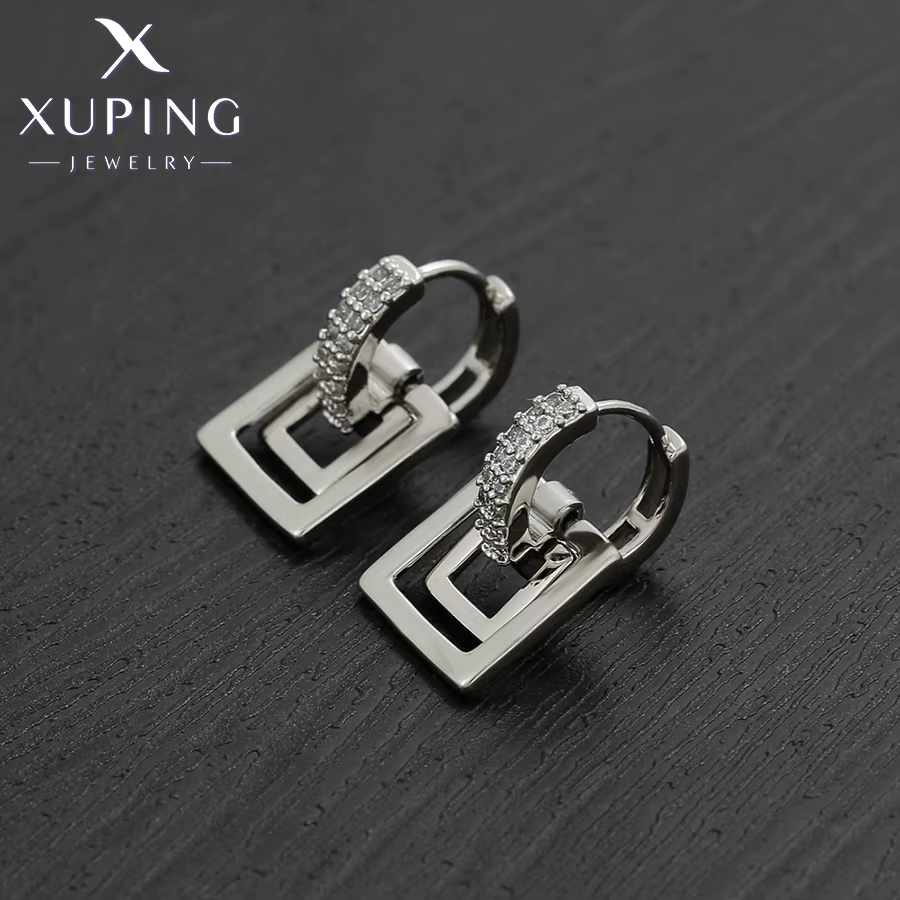 Xuping bijoux mode vente chaude carré Simple boucles d'oreilles pierre platine boucle d'oreille pour les femmes