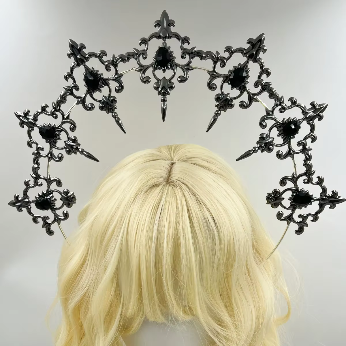 Gothique foncé Lolita Halo diamant soleil couronne Baroque bandeau femmes accessoires de mode cheveux